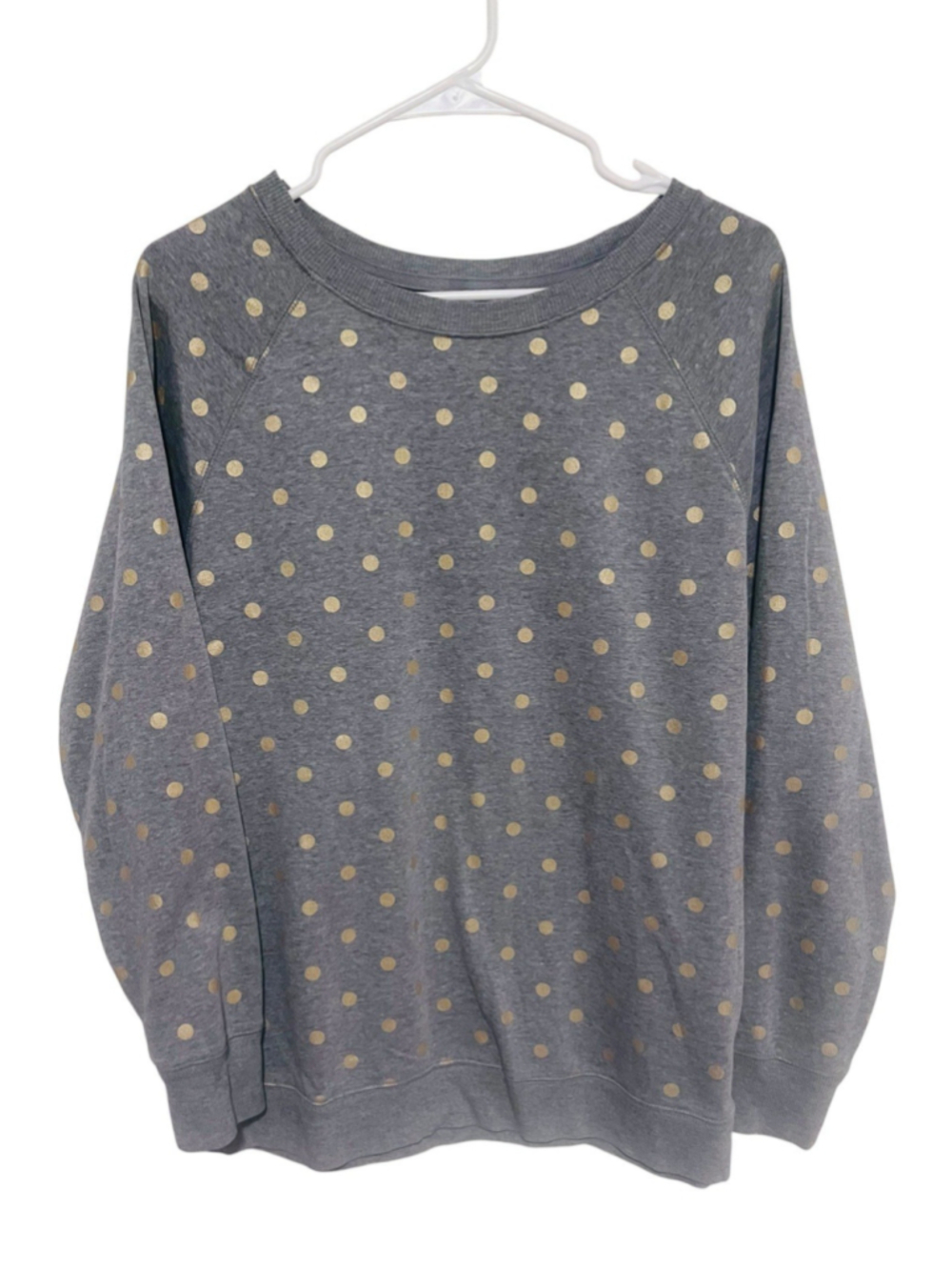 Old Navy Gray Gold Polka Dot Sweatshirt Womens Medium Lightweight Pullover